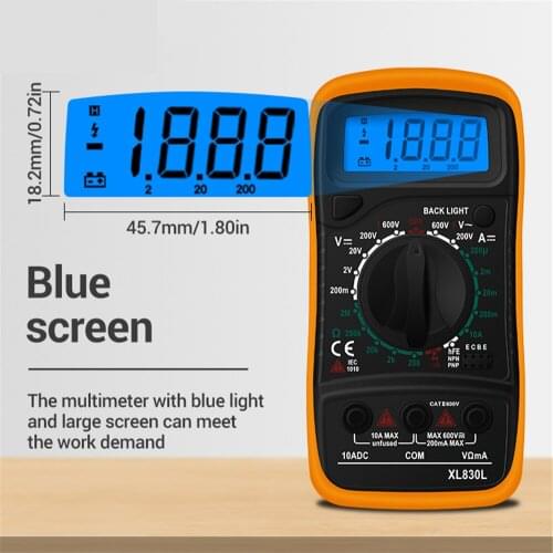 LCD Digital Multimeter AC/DC Voltmeter Ammeter Diode/Transistor P-N Junction/HFE Tester for Circuit Board Repair Multimeter