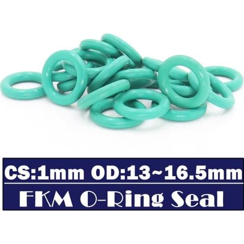 CS1mm FKM Rubber O RING OD 13/13.5/14/14.5/15/15.5/16/16.5*1 mm 100PCS O-Ring Fluorine Gasket Oil seal Green ORing
