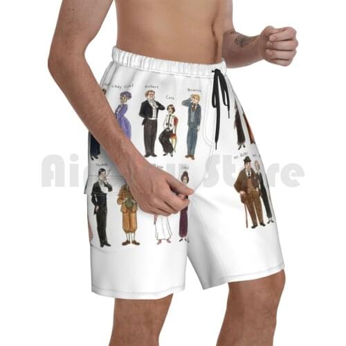 Downton A. Portraits Beach Shorts Men Beach Pants Swim Trunks Downton Abbey Fanart Character Design Watercolours