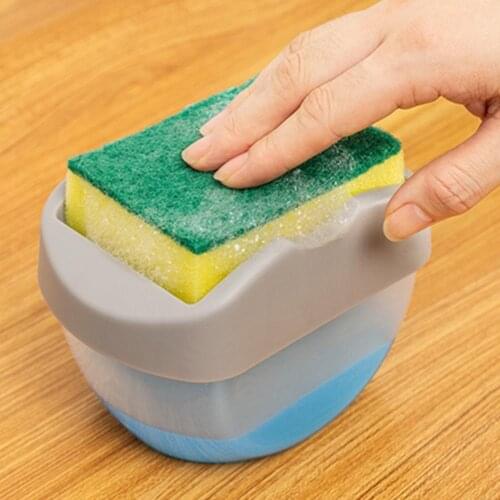 Creativity Press Soap Dispenser with Sponge Dishwashing Liquid Container Kitchen Dishwasher