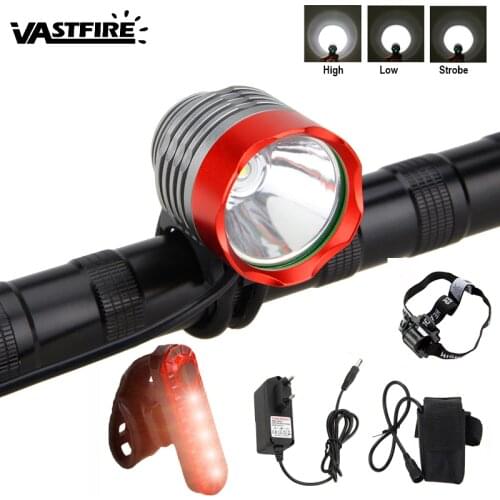 2 in 1 Headlight Bike Lamp 8000 lumen XM-L T6 LED Bicycle Light Front Head Torch Bike Headlamp +Battery+Charger+Headband