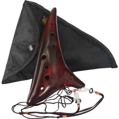 MoonEmbassy Ocarina Flute 12 Hole Strawfired Smoked Professional Alto C Ocarina with Neck Strap&Carrying case