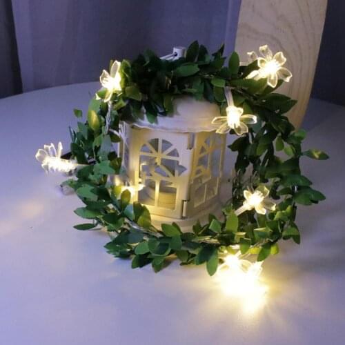 10/20/40LED Flowers Leaf Garland String Light Battery Powered Christmas Fairy Light Wreath Lamp for Wedding Holiday Party Decor