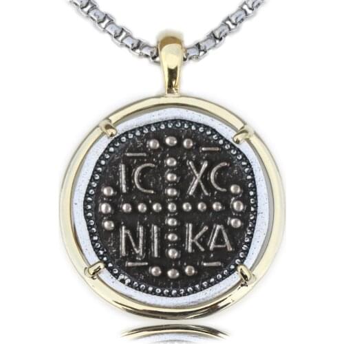 Greek Byzantine Necklace Christian IC XC NI KA Medallion Orthodox Protection Constantinato Pendant Necklace Parent Gift
