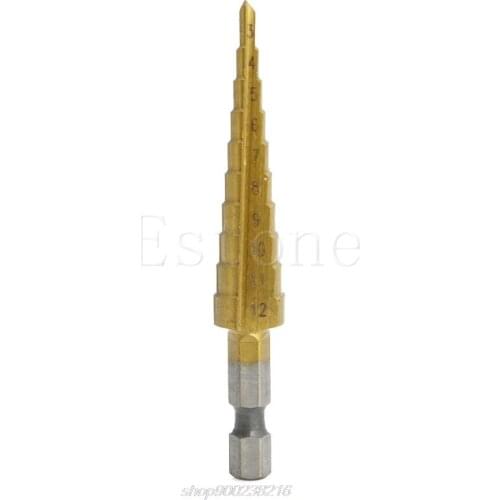 HSS Titanium-Coated Step Drill Set 1/4" hex shank 3-12mm cutting tool Reamer J29 21 Dropshipping
