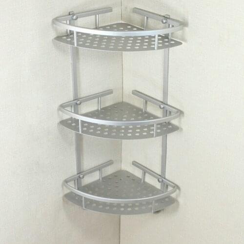 Quality Aluminum Bathroom Shelf 1/3Tiers Bath Shower Shelf Bath Shampoo Holder Basket Holder Corner Shelf Chrome Bathroom Produc