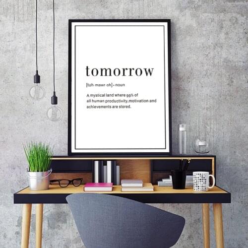 Minimalist Tomorrow Definition Black White Canvas Paintings Nordic Poster Print Wall Art Pictures Kids Room Office Home Decor