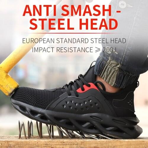 Fashion Mens Steel Toe Safety Shoes Non-slip Soles Lightweight Breathable Welder Work Safety Feetwear