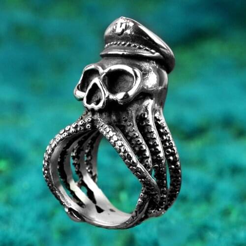 Stainless Steel Men Rings Octopus Cuttlefish Captain Punk Rock HipHop for Biker Male Boyfriend Jewelry Creativity Gift Wholesale