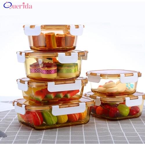 New Thicken High Borosilicate Glass Lunch Box Microwave Heating Crisper Glass Rectangle Food Storage Box Bento Box