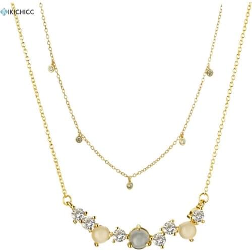 Kikichicc 100% 925 Sterling Silver Double Chain Chocker Multi Zircon Charm Necklace Women Luxury CZ Wedding Party Jewelry