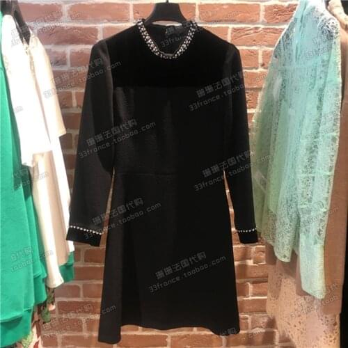 Patads French women s autumn and winter noble diamond collar simple dress men r20182h