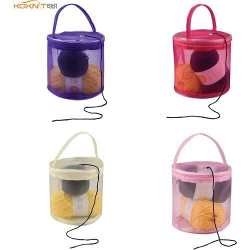 KOKNIT 4 Colors Empty Yarn Storage Bag DIY Hand Weaving Tools Organizer Storage Case Yarn Bag Crochet Thread Storage Mesh Holder