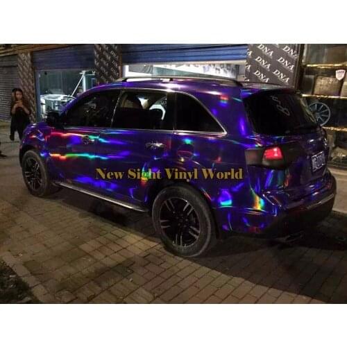 Best Quality Iridescent Purple Holographic Kaleidoscope Film Rainbow Laser Chrome Vinyl Wrap Bubble Free Size:1.50*20M