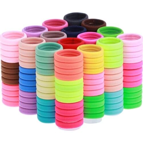100Pcs Girls Elastic Hair Bands 34 Colors Nylon Hair Ties Rope For Women Childrens Gum Scrunchies Hair Accessories Wholesale