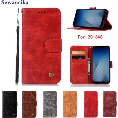 Luxury PU leather phone case for Samsung Galaxy A8 (2018) (5.6") / A530F Flip wallet With Card Holder Cover Vintage business cas