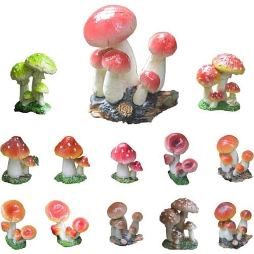 Garden Figurine Eco-friendly UV Resistant Resin Mushroom Statue Succulent Bonsai Decor for Home