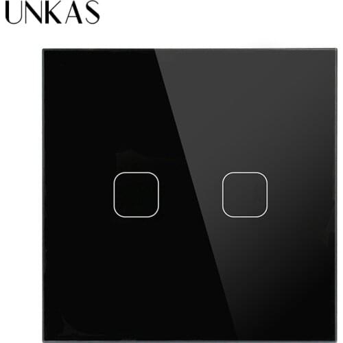 UNKAS EU Stanard Touch Switch 1 Way Touch Switch, 1/2 Gang Crystal Glass Panel Light Wall Touch Screen Switch