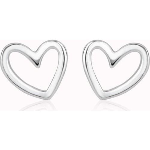 925 Sterling Silver Heart Stud Earrings For Women Prevent Allergy Brincos pendientes mujer moda 2019 Brincos Hollow Design