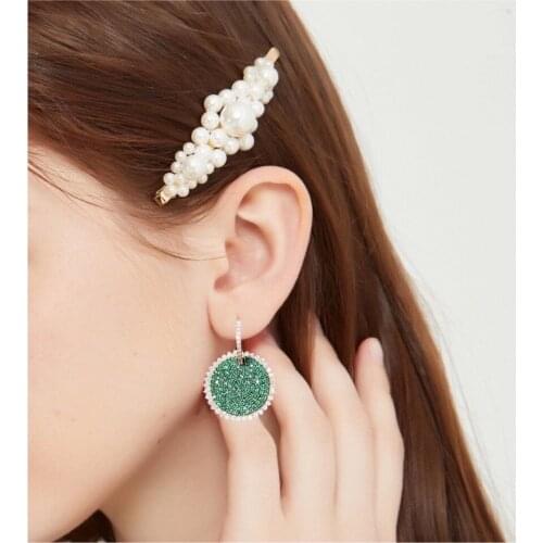 Janekelly Luxury Round Star Drop Earrings For Women Wedding Party Dubai Bridal Jewelry boucle d'oreille femme Gift Jewelry