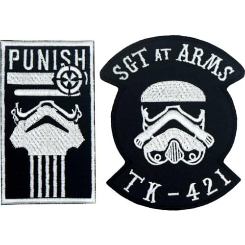 SGT AT ARMS PUNISH Embroidered iron on backing punk biker Patches