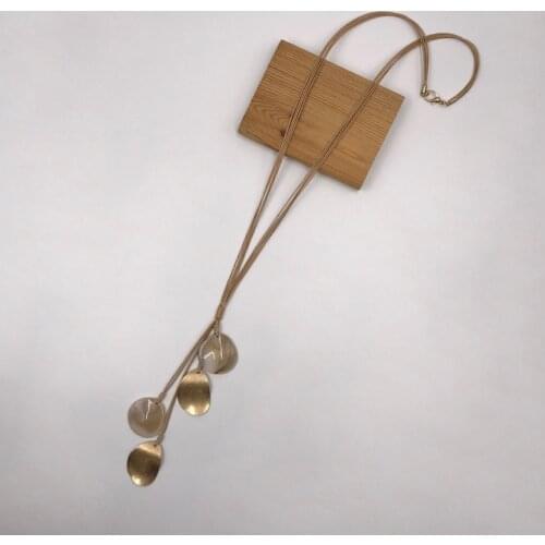 Kara&Kale Boho Fashion Jewelry Sweater Chain Long Necklace Pendants Wax Cord Earth Acrylic&Metal Bead Necklace Women Accessories