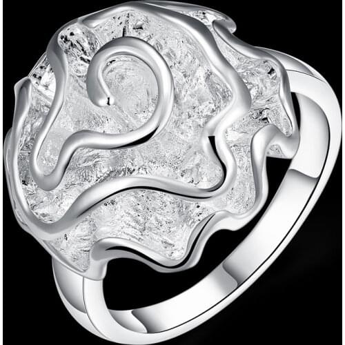 Popular woman Jewelry 925 Sterling Silver Rose Flower Finger Rings Size 7 8 9 Fashion Wedding party brands girl Holiday gifts