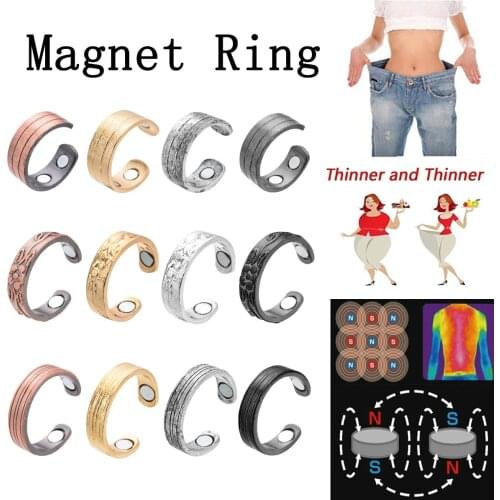 Womens Rose Gold Black Magnetic Health Ring Prevent Snoring Keep Slim Fitness Weight Loss Slimming Magnetic Ring for Men
