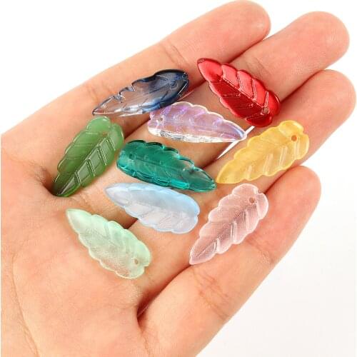 20pcs Leaf Lampwork Glass Beads Multicolor Czech Crystal Loose Beads For Jewelry Making Handmade DIY Charm Beacelets Accessories