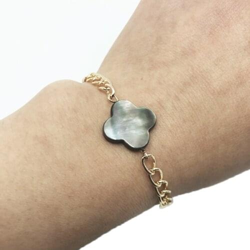 2019 Fashion Jewelry Mother of Pearl Slice Charm Bracelet Lucky Four Leaf Friendship Bracelets Best Gift for Women