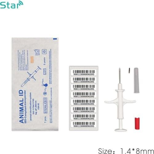 40pcs 1.4*8mm Fdx-b Microchip RFID Injector Syringe Injection for animals Pet Id Tag