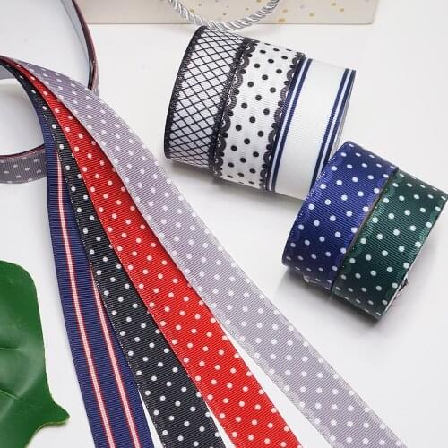 DIY Cartoon Dot And Stripe Printed Grosgrain Ribbon For Craft Supplies Sewing Accessories 5 Yards. 54439
