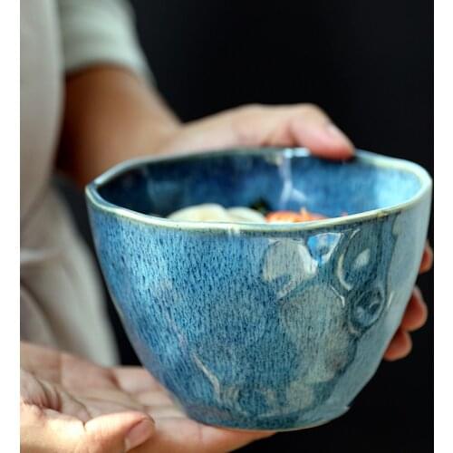 ANTOWALL Ceramic tableware Malachite Fruit Salad Bowl Irregular Soup Noodle Bowl Instant Noodle Bowl