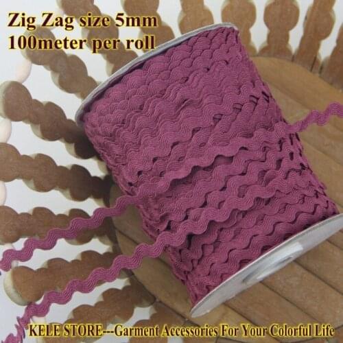 Free shipping-Zig zag Ric rac Ribbon Tape,width 5-6mm,100m/roll,color wine red, DIY handmade Felt for Decorateing garments item