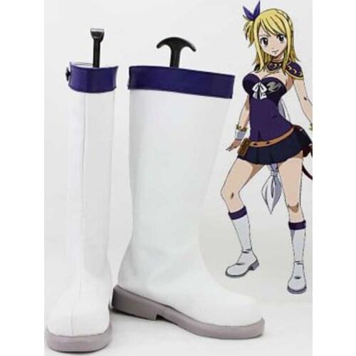 Fairy Tail Cosplay Lucy Heartfilia White Cosplay Boots Shoes Anime Party Cosplay Boots Custom Made Women Shoes