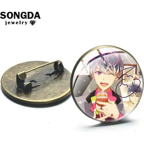 SONGDA Japan Anime IDOLISH7 Boys Girls Art Pattern Glass Dome Surface Metal Pins Button Badges for Anime Lovers Trinkets Gifts