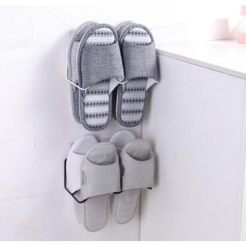 Double Layer Iron Shoes Holder Wall Mount Slipper Hanging Shelf Organizer Living Room Mounted Shoe Storage Rack Home Supplies
