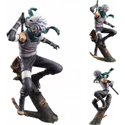 New Naruto Anime Figure Namikaze Minato Lnterchangeable Head 22CM Kakashi Figurine Collection Decoration PVC Model Toys Doll