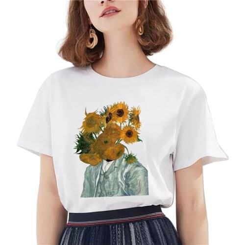White Wild Tshirt O-neck Short Sleeve Tshirt ladies Harajuku Painting Print Simple Tshirt 2021 New Summer Womens T-shirt Mujer