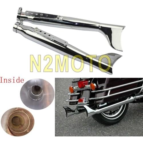 1 Pair Chrome Fish Tail Motorcycles Exhaust Muffler 21" Universal for Harley Chopper Bobber Cafe Racer Vintage Silencer