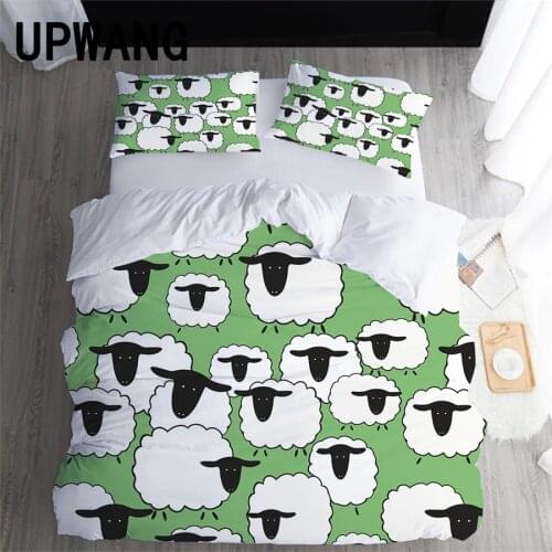 UPWANG 3D Bedding Set Sheep Printed Duvet/Quilt Cover Set Bedcloth with Pillowcase Bed Set Home Textiles #YMM01