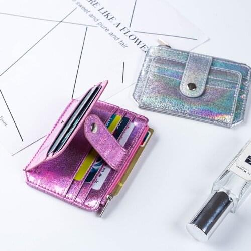 Women Clutch Wallet Slim Fashion Glitter Transparent Purse Fashion Id Card Holder Wallets Photo Folder Mini Laser Purse