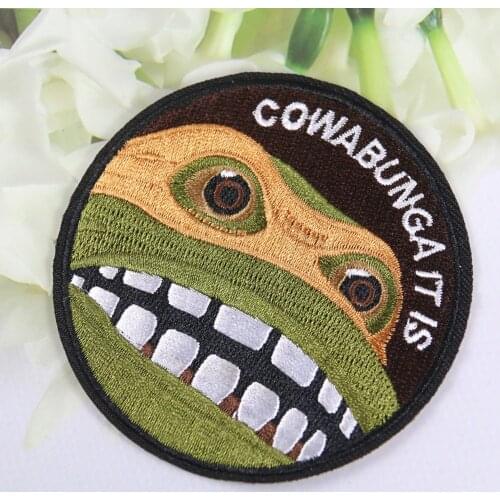 Cowabunga It Is Embroidery Patch Military Sticker Turtle Decal Applique Embellishment Tactical Decorative Patches