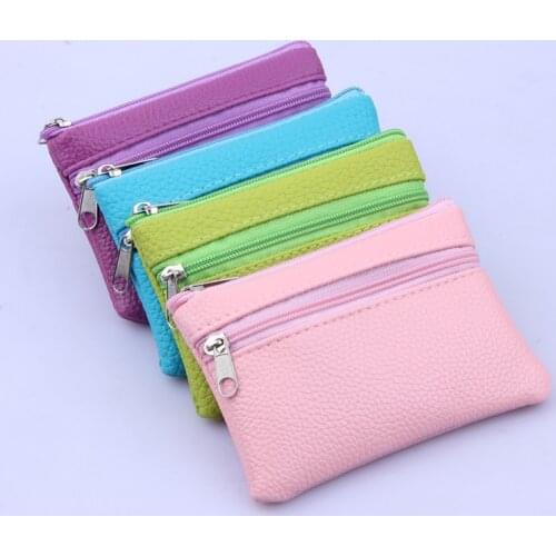 Leather Coin Purse Women Small Wallet Purses Mini Zipper Money Bags Storage Card Holder Children Pocket Wallets Key Coin Purse
