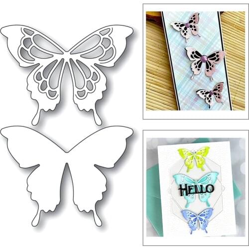 Beauty Butterfly Pattern with Grid Design Die Cut New 2021 for Card Making DIY Craft Template Photo Album No Stamps Sets