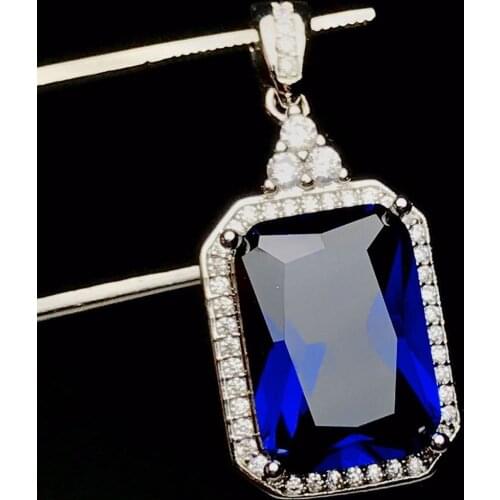 Luxury 6ct Lab Sapphire Diamond Pendant 925 Sterling Silver Wedding Pendants Choker Necklace For Women Party Jewelry Gift