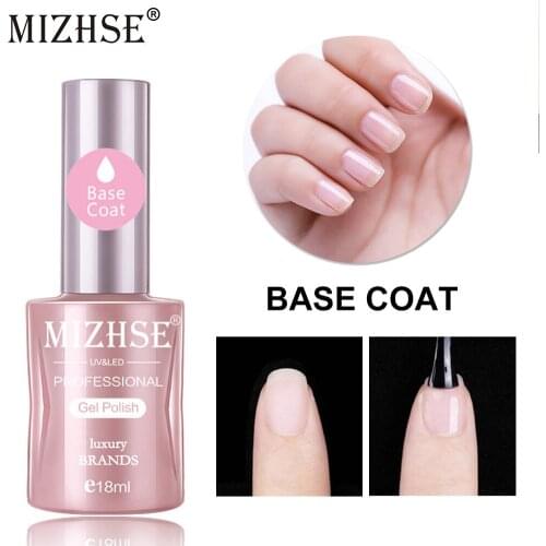 MIZHSE Base Coat Soak Off Gel Nail Polish UV LED Nail 18ml Transparent Soak Off Base Gel Polish Gel Lacquer Nail Art Manicure