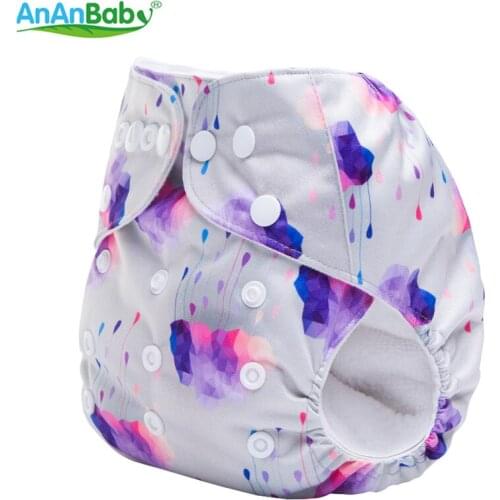 2018 Ananbaby Reusable Washable Double Row Snaps One Size Digital Prints Pocket Nappy For Girls