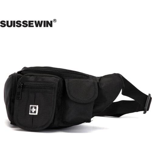 SUISSEWIN Fashion Crossbody Waist Bags Men Coins Storage Cellphone Bags Multi-Layer Money Collect Waist Packs