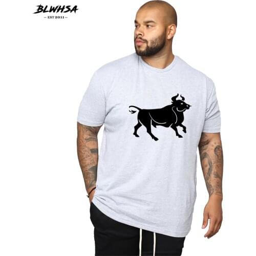 BLWHSA New Bull Printed T Shirt Men Fashion Short Sleeve Cool T-shirts Funny Animal Printing T-Shirts Plus Size Tops Tees